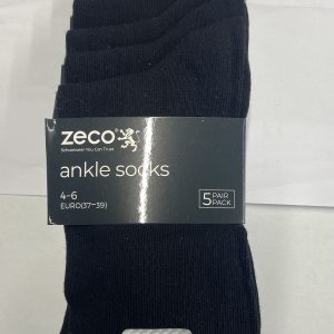 Black Smooth knit ankle socks - 5 pack