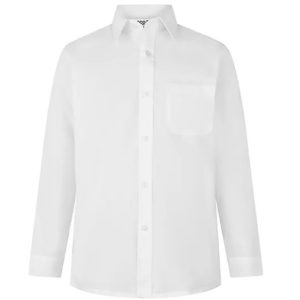 Boys long Sleeve Non-Iron Shirt - Regular Fit - White - Twin Pack