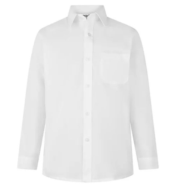 Girls long Sleeve Non-Iron Blouse - White - Twin Pack