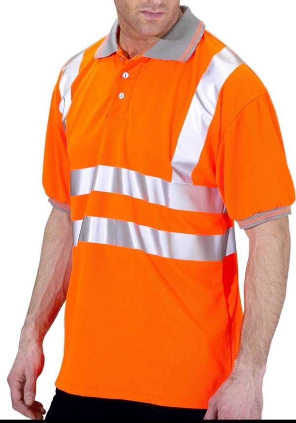 WORKWEAR POLO SHIRT SHORT SLEEVED  GREY COLLAR